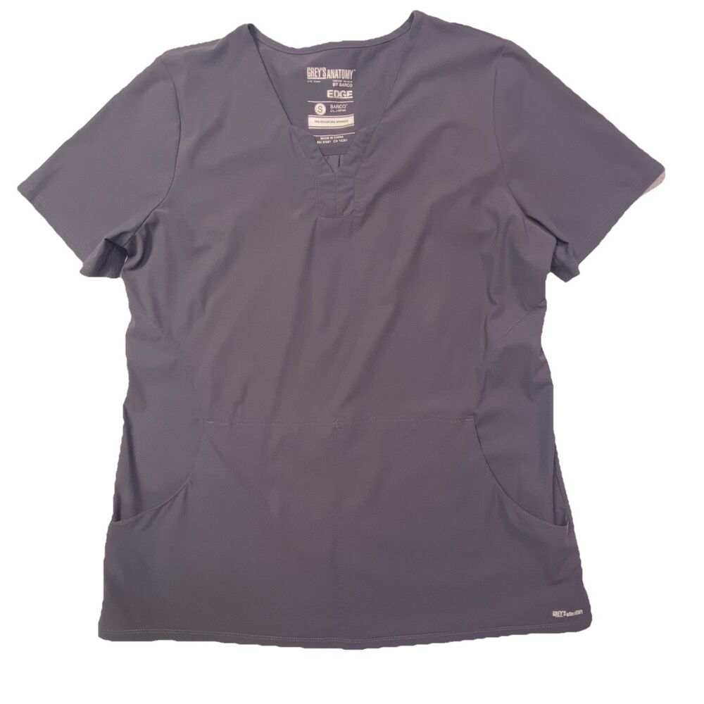 Grey's Anatomy Gray Edge Scrubs Top Flex Open Pockets V Neck Short Sleeve Small